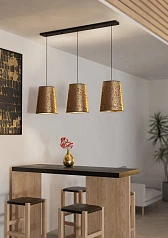 390293 Люстра CASTUERA, 3X25W (E27), L1310, B300, H1500, сталь, черный/бумага декорированная розовыми лепестками, золотой, розовый в интерьере