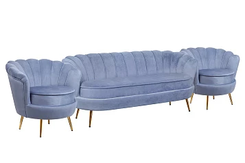 Комплект кресел и дивана ракушка Pearl Triple Blue