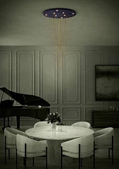 заказать стильные 390355 Люстра диммируемая TREPUCO, 8X5,4W (LED), 3000K, 4080lm, ?780, сталь, черный/сталь, латунь