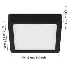 купить стильные 900586 Накладной светильник диммируемый FUEVA 5, 11W (LED), 3000K, L160, B160, H28, сталь, черный / пластик, белый