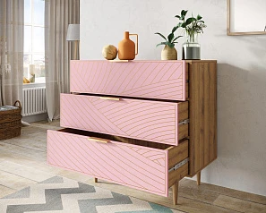 красивый Комод с тремя ящиками "Line" LN12/GR1/pink на заказ