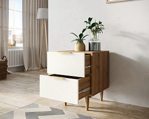 купить красивые Тумбочка с двумя ящиками "Line" LN07/GR1/beige в интернет-магазине