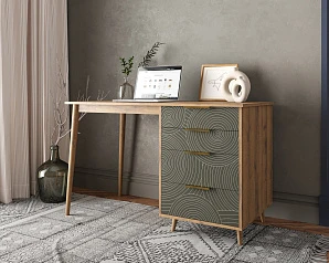 фото Стол рабочий "Line" одной тумбой R23/browngrey в интерьере