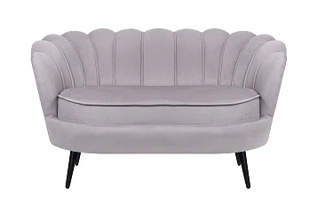 Диван ракушка Pearl Double Grey на черных ножках