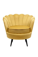купить стильное Низкое кресло ракушка Pearl Yellow на черных ножках в интернет-магазине