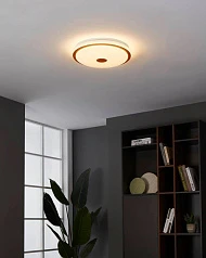 900598 Настенно-потолочный светильник LANCIANO 1, LED 24W, 1900lm, H75, ?400, сталь, дерево, белый, коричневый/пластик с эффектом кристаллов, белый, х