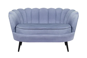 Диван ракушка Pearl Double Blue на черных ножках