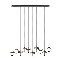 красивые 390342 Люстра диммируемая DRACERA, 10X2,3W (LED), 3000K, 2800lm, L1120, B330, H1500, сталь, черный/сталь, черный, золотой в интернет-магазине