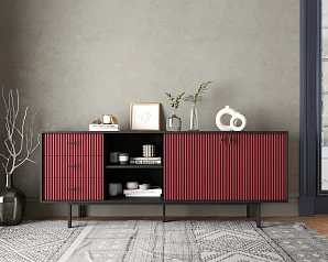 красивый Комод с дверками и нишей "Emerson" арт EM15/red/L на заказ