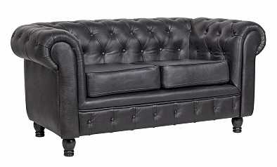 красивый Диван из черной кожи Chesterfield Black Leather 2S в интернет-магазине