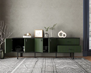 Комод с четырьмя дверками и двумя ящиками "Emerson" арт EM04/green/L