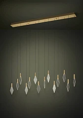 фото 390362 Люстра диммируемая MIRADOR, 14X3,3W (LED), 3000K, 4760lm, L1400, B120, H2200, сталь, латунь, золотой/пластик, прозрачный в интерьере