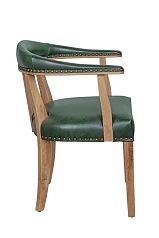Мягкий стул с подлокотниками Tanner Green Leather