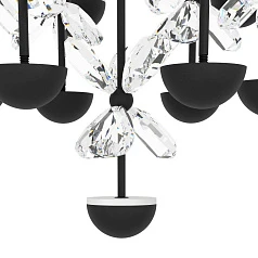 красивые 390277 Люстра диммируемая PIANOPOLI 2, 15X1,8W (LED), 3000K, 3600lm, ?500, сталь, черный/переливающееся стекло, прозрачный на заказ