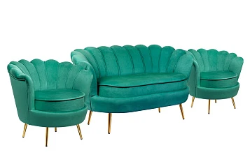 Комплект кресел и дивана ракушка Pearl Double Green V2 в интернет-магазине