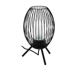 Уличная настольная лампа FUSIGNANO, E27, 1X28W, IP44, H410, ?265, нержавеющая сталь, черный/стекло с гравировкой, белый в интерьере