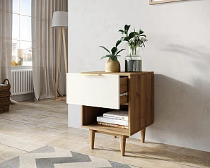 Тумбочка с верхним ящиком "Line" LN10/GR1/beige в интерьере
