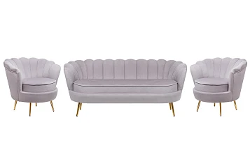 Комплект кресел и дивана ракушка Pearl Triple Grey
