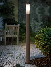 900987 Уличный напольный светильник с датчиком движения HELSINKI, 1X15W (E27), IP44, H1100, нержавеющая сталь, коричневый/пластик, черный полупрозрачн