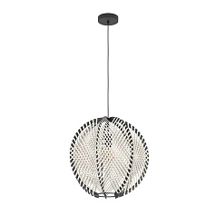 44006 Подвесной светильник WAVERTON, 1х40W (E27), H1100, ?480, сталь черный / текстиль, дерево, белый, черный на заказ в интернет-магазине