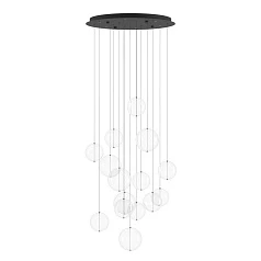 красивые 390333 Люстра диммируемая ESPARDELLO, 6X5,4W (LED), 3000K, 3060lm, ?580, сталь, черный/стекло, прозрачный на заказ