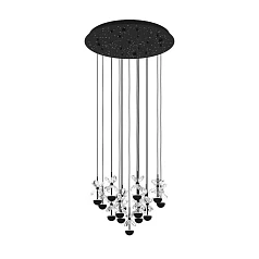 красивые 390277 Люстра диммируемая PIANOPOLI 2, 15X1,8W (LED), 3000K, 3600lm, ?500, сталь, черный/переливающееся стекло, прозрачный на заказ