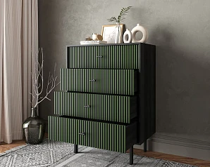 купить Комод вертикальный с четырьмя ящиками "Emerson" арт EM18/green/L в интернет-магазине