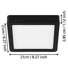 заказать 900651 Накладной светильник FUEVA 5, 17W (LED), 3000K, IP44, L210, B210, H28, сталь, хром / пластик, белый