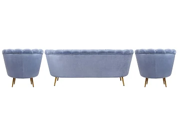 Комплект кресел и дивана ракушка Pearl Triple Blue