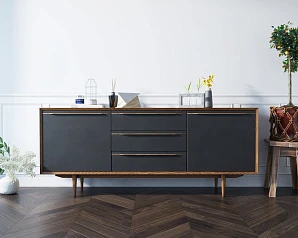 фото Комод "Brun Black" с тремя ящиками и дверками арт BR-03/Black