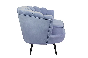 Диван ракушка Pearl Double Blue на черных ножках