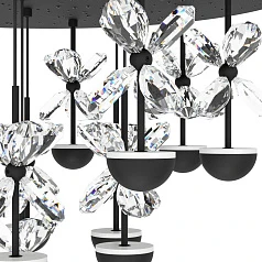 390278 Люстра диммируемая PIANOPOLI 2, 10X2,3W (LED), 3000K, 2800lm, L870, B120, H1500, сталь, черный/переливающееся стекло, прозрачный в интернет-магазине