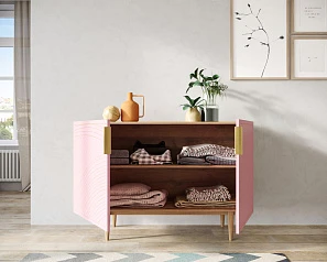 купить красивый Комод с двумя дверками "Line" LN01/GR1/pink
