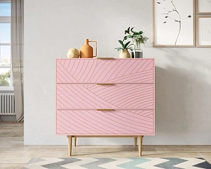красивый Комод с тремя ящиками "Line" LN12/GR1/pink на заказ