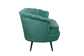 Диван ракушка для гостиниц Pearl Triple Green V2 на черных ножках