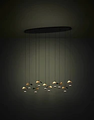 красивые 390342 Люстра диммируемая DRACERA, 10X2,3W (LED), 3000K, 2800lm, L1120, B330, H1500, сталь, черный/сталь, черный, золотой в интернет-магазине