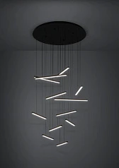 фото 390351 Люстра диммируемая LINDOZA, 12X8,4W (LED), 3000K, 12000lm, ?780, сталь, черный/пластик, белый