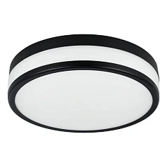 фото 900846 Настенно-потолочный светильник LED PALERMO, 3X5,7W (LED), 3000K, 2100lm, IP44, H75, ?300, сталь, черный / матовое стекло, белый в интерьере