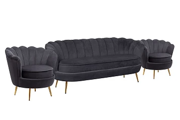 Комплект кресел и дивана ракушка Pearl Triple Black