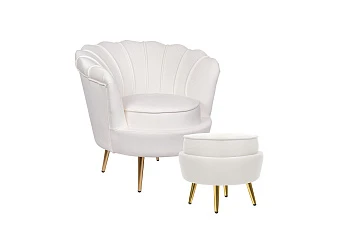 заказать Кресло с пуфом ракушка Pearl Beige