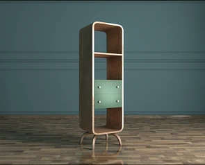 Стеллаж "Ellipse" узкий с ящиками арт EL17G в интерьере