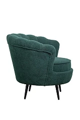 Низкое кресло ракушка Pearl зеленый Boucle на черных ножках в интернет-магазине