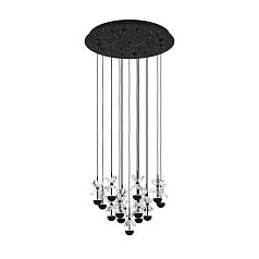 красивые 390277 Люстра диммируемая PIANOPOLI 2, 15X1,8W (LED), 3000K, 3600lm, ?500, сталь, черный/переливающееся стекло, прозрачный на заказ