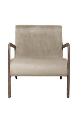 купить стильное Низкое кресло с деревянными подлокотниками Mody Taupe коричневое в интернет-магазине