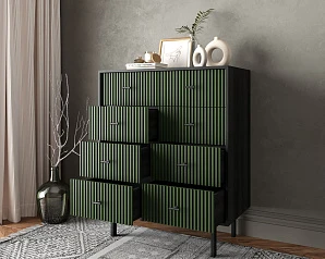 Комод на восемь ящиков "Emerson" арт EM20/green/L в интерьере