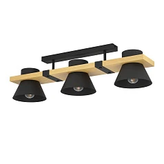 фото 43955 Потолочный светильник MACCLES, 3X15W (E27), L780, B180, H205, сталь, дерево, черный, коричневый