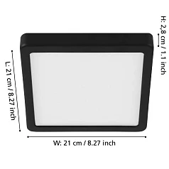 красивые 900587 Накладной светильник диммируемый FUEVA 5, 17W (LED), 3000K, L210, B210, H28, сталь, черный / пластик, белый в интернет-магазине