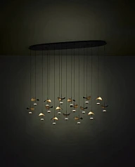 купить стильные 390343 Люстра диммируемая DRACERA, 17X2,3W (LED), 3000K, 4760lm, L1550, B330, H2200, сталь, черный/сталь, черный, золотой