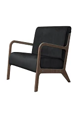 заказать стильное Низкое кресло с деревянными подлокотниками Mody Black черное