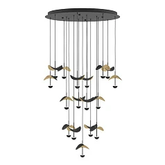 красивые 390341 Люстра диммируемая DRACERA, 17X2,3W (LED), 3000K, 4760lm, ?780, сталь, черный/сталь, черный, золотой